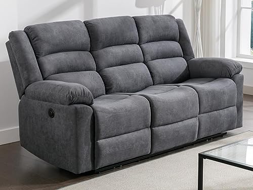 Vente-unique-Relaxsofa 3-Sitzer elektrisch - Stoff - Grau - BUROLO von Vente-unique