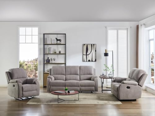 Vente-unique-Relaxsofa 3-Sitzer & 2-Sitzer - Mikrofaser - Hellgrau - Brody von Vente-unique