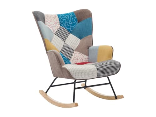 Vente-unique-Schaukelsessel - melierter Stoff - Patchwork - Mehrfarbig - ELMINA II von Vente-unique