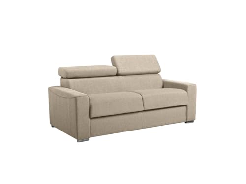Vente-unique-Schlafsofa 3-Sitzer - Liegefläche mit Lattenrost: 140 cm - Matratze: 22 cm mit Memory Schaum - Stoff - Beige - Vizir von Vente-unique