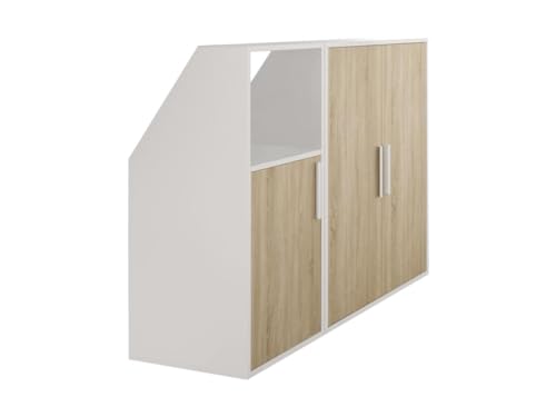 Vente-unique-Schrank unter Dachschräge mit 3 Türen & 1 Ablage - Weiß & Holzfarben - ADEZIO Vente-unique-Schrank unter Dachschräge mit 3 Türen & 1 Ablage - Weiß & Holzfarben - ADEZIO von Vente-unique