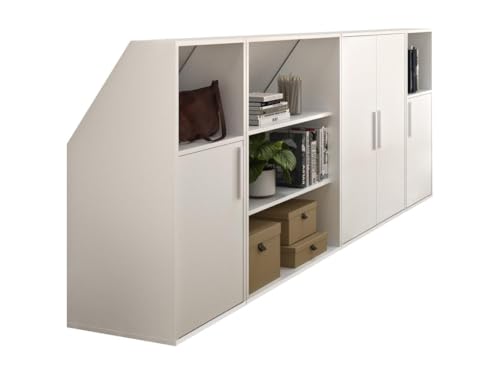 Vente-unique-Schrank unter Dachschräge mit 4 Türen, 2 Regalböden & 2 Fächern - Weiß - ADEZIO von Vente-unique