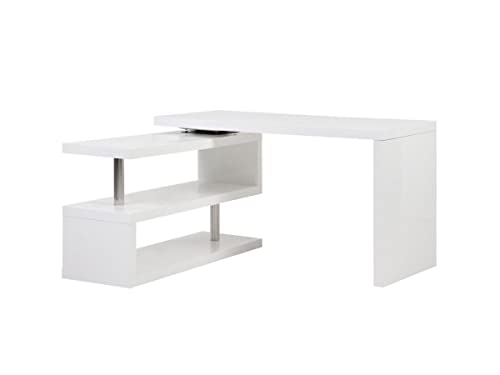 Vente-unique Schreibtisch ausziehbar NICEPHORE II - MDF lackiert - Weiß - Drehteller 360 von Vente-unique