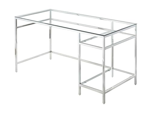 Vente-unique Schreibtisch mit 2 Ablagen - Glas & Stahl - Silberfarbe - TIZIO von Vente-unique