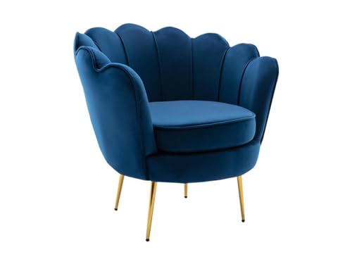 Vente-unique Sessel Muschel - Samt - Dunkelblau - Dandelion von Vente-unique