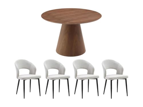Vente-unique-Set Tisch ANTALIZA + 4 Stühle Niyama - Holzfarben dunkel & Grau von Vente-unique