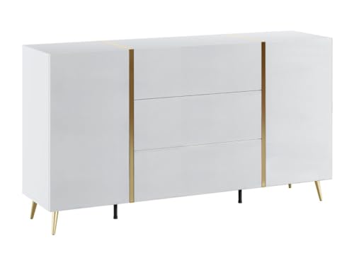 Vente-unique-Sideboard mit 2 Türen & 3 Schubladen - Weiß glänzend & Goldfarben - MARZIALO von Vente-unique