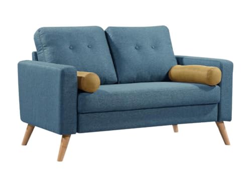 Vente-unique Sofa 2-Sitzer - Stoff - Blau - Tatum von Vente-unique