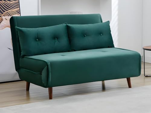 Vente-unique-Sofa 2-Sitzer mit Schlaffunktion - Samt - Tannengrün - URIBIA von Vente-unique