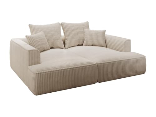 Vente-unique-Sofa 3-Sitzer - Tiefe Komfortsitzfläche - grob Gerippter Cord - Beige - PINETA von Vente-unique