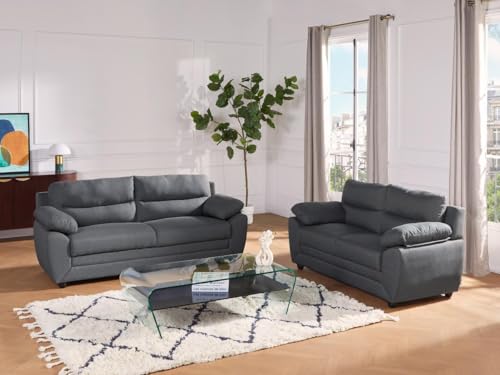 Vente-unique-Sofa 3-Sitzer & 2-Sitzer - Stoff - Anthrazit - Manoa von Vente-unique