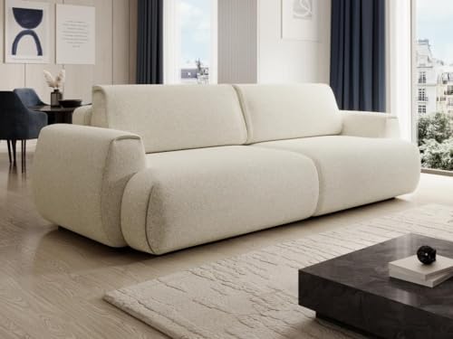 Vente-unique-Sofa mit Schlaffunktion 4-Sitzer - Strukturstoff - Beige - MONELIA von Vente-unique
