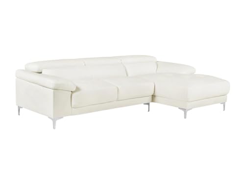 Vente-unique Solange Ecksofa, Leder, Weiß, rechter Winkel von Vente-unique