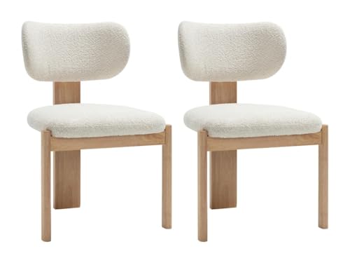 Vente-unique-Stuhl 2er-Set - Bouclé-Stoff & Kautschukholz - Weiß - WILANA Vente-unique-Stuhl 2er-Set - Bouclé-Stoff & Kautschukholz - Weiß - WILANA von Vente-unique
