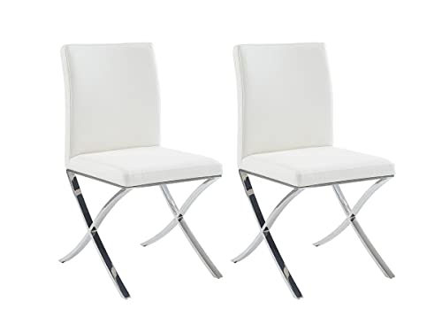Vente-unique - Stuhl 2er-Set - Kunstleder & Metall - Weiß - CALY von Vente-unique