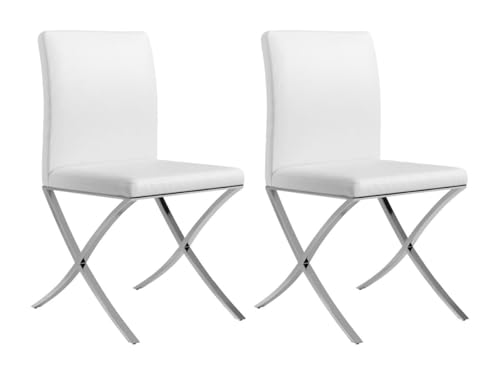Vente-unique-Stuhl 2er-Set - Kunstleder & Metall - Weiß - CALY von Vente-unique