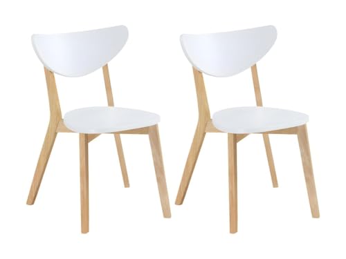 Vente-unique Set mit 2 Stühlen Carine - Hévéa Massiv und MDF - Weiß - Einzelne Stühle von Vente-unique