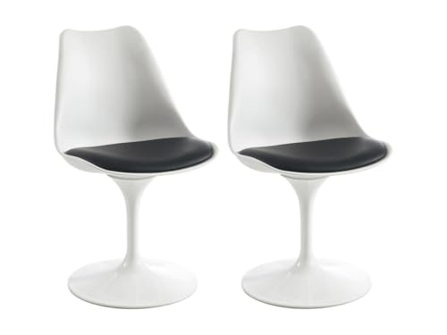 Vente-unique-Stuhl 2er-Set - Polypropylen, Kunstleder & Metall - Weiß & Schwarz - XAFY Vente-unique-Stuhl 2er-Set - Polypropylen, Kunstleder & Metall - Weiß & Schwarz - XAFY von Vente-unique