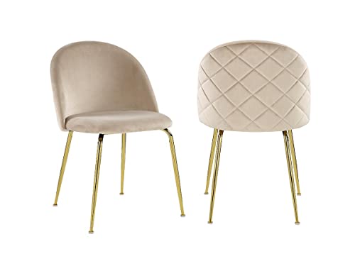 Vente-unique-Stuhl 2er-Set - Samt & Goldfarbenes Metall - Beige - Melbourne von Vente-unique
