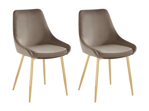 Vente-unique-Stuhl 2er-Set - Samt & Goldfarbenes Metall - Taupe - MASURIE von Vente-unique