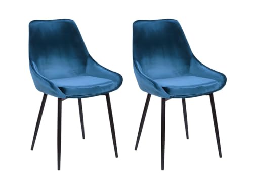 Vente-unique-Stuhl 2er-Set - Samt & Schwarzes Metall - Dunkelblau - MASURIE Vente-unique-Stuhl 2er-Set - Samt & Schwarzes Metall - Dunkelblau - MASURIE von Vente-unique