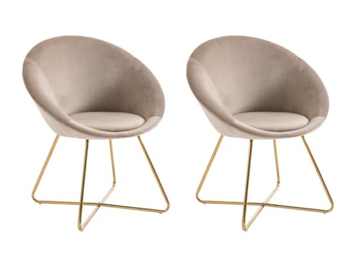 Vente-unique-Stuhl 2er-Set - Samt & goldfarbenes Metall - Beige - BURBAN Vente-unique-Stuhl 2er-Set - Samt & goldfarbenes Metall - Beige - BURBAN von Vente-unique