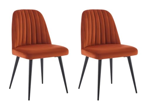 Vente-unique-Stuhl 2er-Set - Samt & schwarzes Metall - Terracotta - Eleana Vente-unique-Stuhl 2er-Set - Samt & schwarzes Metall - Terracotta - Eleana von Vente-unique