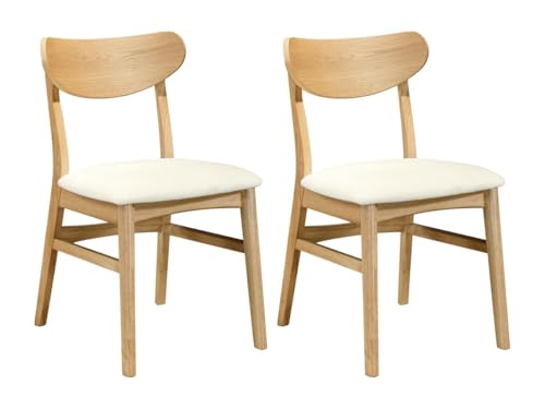 Vente-unique-Stuhl 2er-Set - Strukturstoff & natürliches Kautschukholz - Cremefarben - LARENIA von Vente-unique