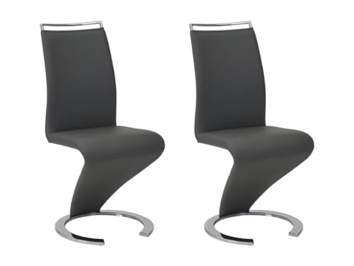 Vente-unique-Stuhl Freischwinger 2er-Set - Kunstleder - Schwarz - TWIZY von Vente-unique
