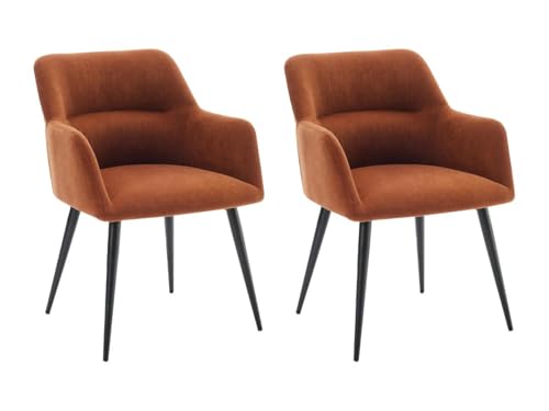 Vente-unique-Stuhl mit Armlehnen 2er-Set - Stoff & schwarzes Metall - Terracotta - HEKA von Vente-unique