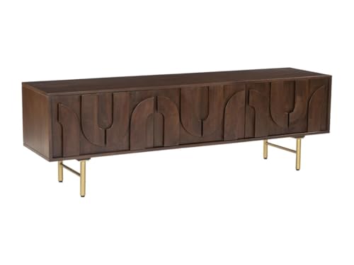 Vente-unique - TV-Möbel mit 3 Türen aus Mangoholz und vergoldetem Metall – Natur dunkel – Mizoram de Maison Céphy Vente-unique - TV-Möbel mit 3 Türen aus Mangoholz und vergoldetem Metall – Natur dunkel – Mizoram de Maison Céphy von Vente-unique
