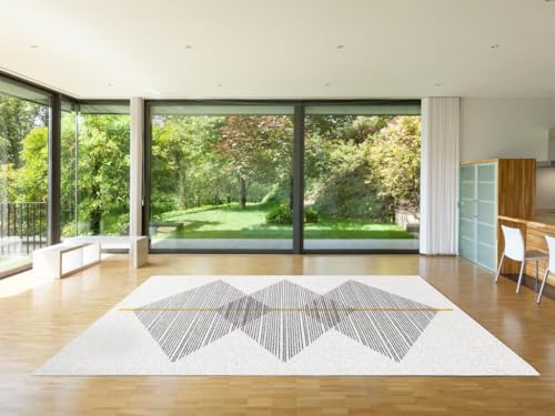 Vente-unique - Teppich mit geometrischen Formen - 200 x 290 cm - Weiß & Grau - NIMIRIA von Vente-unique