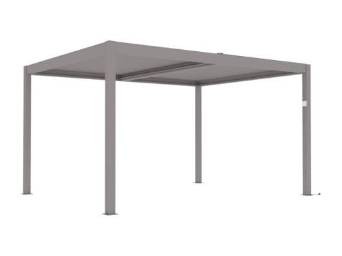 Vente-unique-Terrassendach bioklimatisch freistehend elektrisch mit verstellbaren Lamellen - Aluminium - 12 m² - Taupe - AMADORA von Vente-unique
