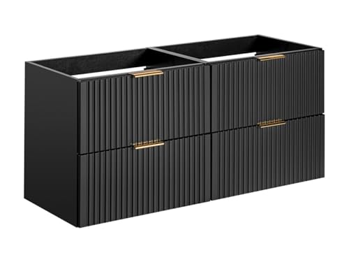 Vente-unique-Waschbeckenunterschrank - Streifenoptik - Schwarz - 120 cm - ZEVARA von Vente-unique