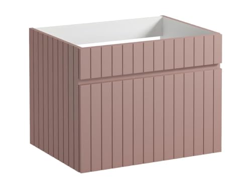 Vente-unique-Waschbeckenunterschrank hängend - Streifen-Optik - Rosa - 60 cm - SATARA von Vente-unique