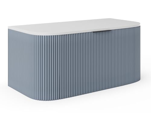 Vente-unique-Waschbeckenunterschrank hängend - Streifenoptik - Blau matt - 100 cm - LOMERI von Vente-unique
