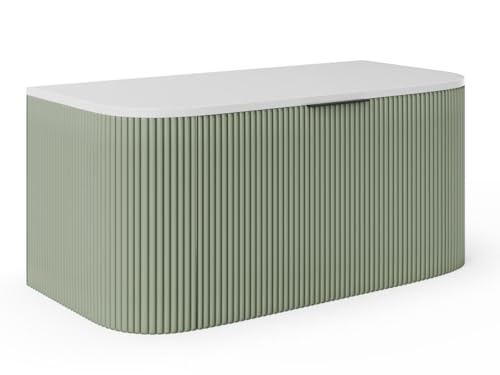 Vente-unique-Waschbeckenunterschrank hängend - Streifenoptik - Grün matt - 100 cm - LOMERI von Vente-unique