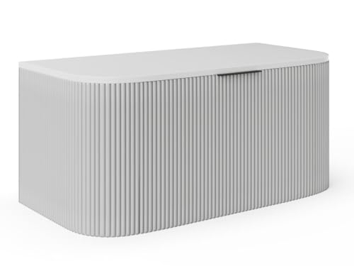 Vente-unique-Waschbeckenunterschrank hängend - Streifenoptik - Weiß matt - 100 cm - LOMERI von Vente-unique