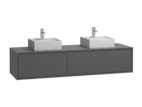 Vente-unique-Waschbeckenunterschrank hängend mit Doppelwaschbecken - Anthrazit - L150 cm - ISAURE II von Vente-unique