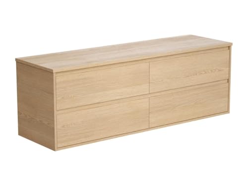 Vente-unique-Waschbeckenunterschrank hängend mit Platte - 150 cm - Eichenholzfurnier - MILIPAM von Vente-unique