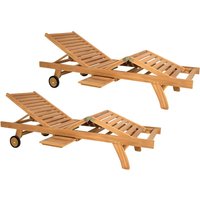 Verstellbare Sonnenliege 2er-Set - Teakholz - Holzfarben hell - BYBLOS II von MYLIA Verstellbare Sonnenliege 2er-Set - Teakholz - Holzfarben hell - BYBLOS II von MYLIA von Vente-unique