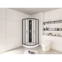 Viertelkreis-Duschkabine - Anpassbare Höhe - 80 x 80 x 213/232 cm - Schwarz Weiß - ROVATA von Vente-unique