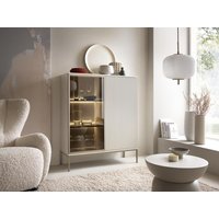 Vitrinenschrank - 2 Türen - mit LED-Beleuchtung - MDF & Rauchglas - Beige & Schwarz - OVILA von Vente-unique