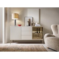 Vitrinenschrank - 2 Türen & 3 Schubladen - mit LED-Beleuchtung - MDF & Rauchglas - Beige & Schwarz - OVILA Vitrinenschrank - 2 Türen & 3 Schubladen - mit LED-Beleuchtung - MDF & Rauchglas - Beige & Schwarz - OVILA von Vente-unique