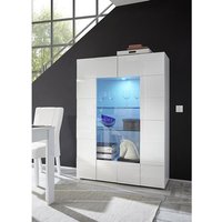 Vitrinenschrank mit 2 Türen + LEDs - Weiß lackiert - CALISTO von Vente-unique