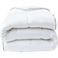 Wärmeregulierende Anti-Milben-Bettdecke - 240 x 260 cm - Satinbezug 120 Fäden/cm² - Füllung 300 gr/m² - Weiß mit blauer Ziernaht - PRESTIGIA von Palacio von Vente-unique