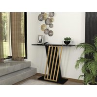 Wandkonsole - Marmor-Optik - Schwarz & Goldfarben - ORSONA von Vente-unique