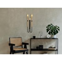 Wandleuchte Kerzenständer-Stil - Metall - Gold & Schwarz - L.18 x H.58 cm - OVYLA von Vente-unique