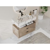 Waschbecken hängend - 90.2 x 45.2 x 8 cm - Weiß mit Marmor-Optik - TAKOTNA Waschbecken hängend - 90.2 x 45.2 x 8 cm - Weiß mit Marmor-Optik - TAKOTNA von Vente-unique
