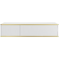 Waschbeckenunterschrank hänged - 2 Schubladen - Streifenoptik - Goldfarbene Umrandung - Weiß - 150 cm - KELIZA Waschbeckenunterschrank hänged - 2 Schubladen - Streifenoptik - Goldfarbene Umrandung - Weiß - 150 cm - KELIZA von Vente-unique